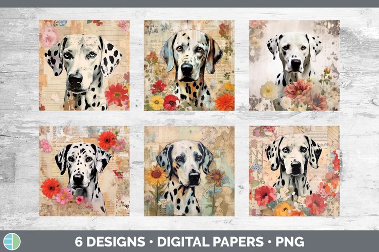Vintage Dalmatian Dog Paper Backgrounds | Digital Scrapbook