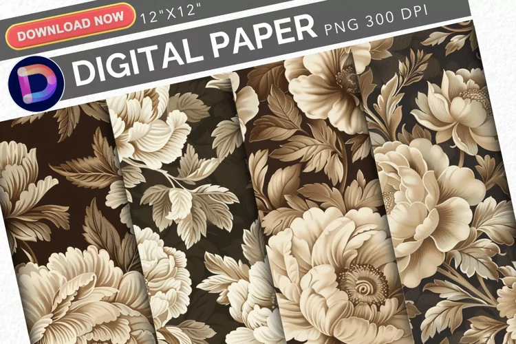 Vintage Damask Pattern Digital Paper