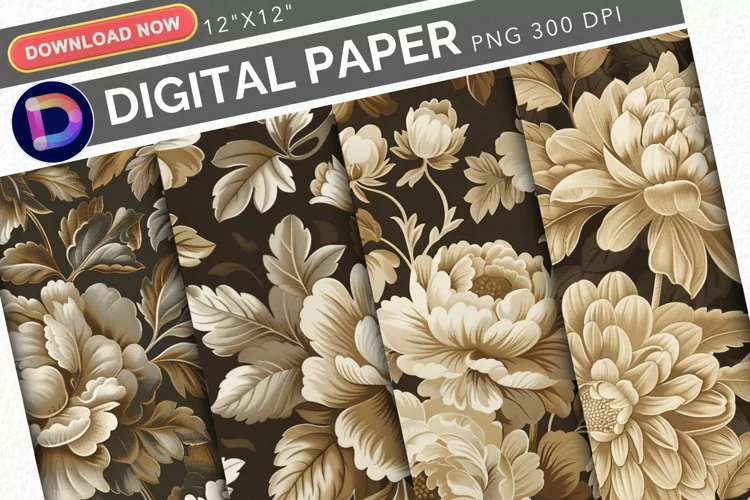 Vintage Damask Pattern Digital Paper