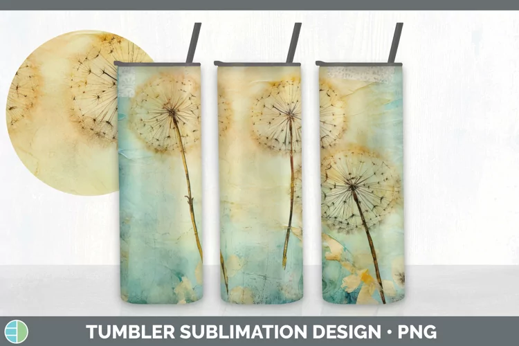 Vintage Dandelion Flowers Tumbler | Sublimation 20 oz Skinny
