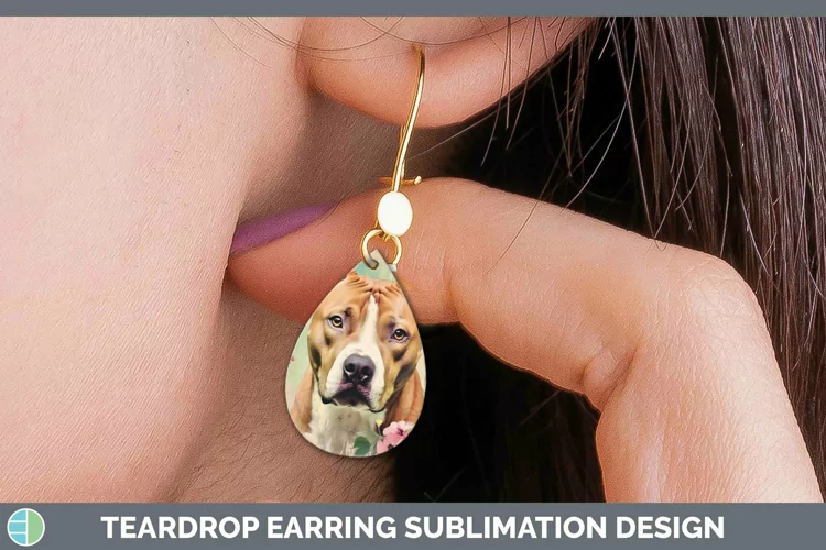 Vintage Decoupage American Staffordshire Teardrop Earrings S