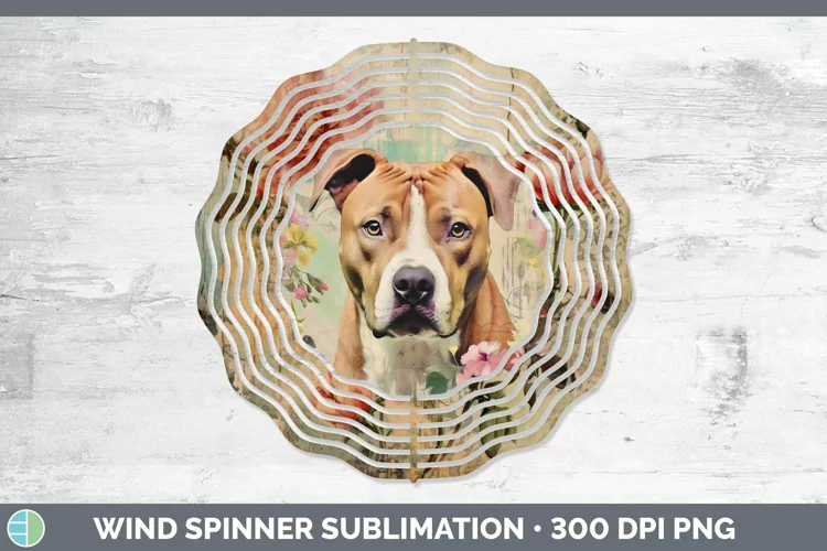 Vintage Decoupage American Staffordshire Wind Spinner Sublim