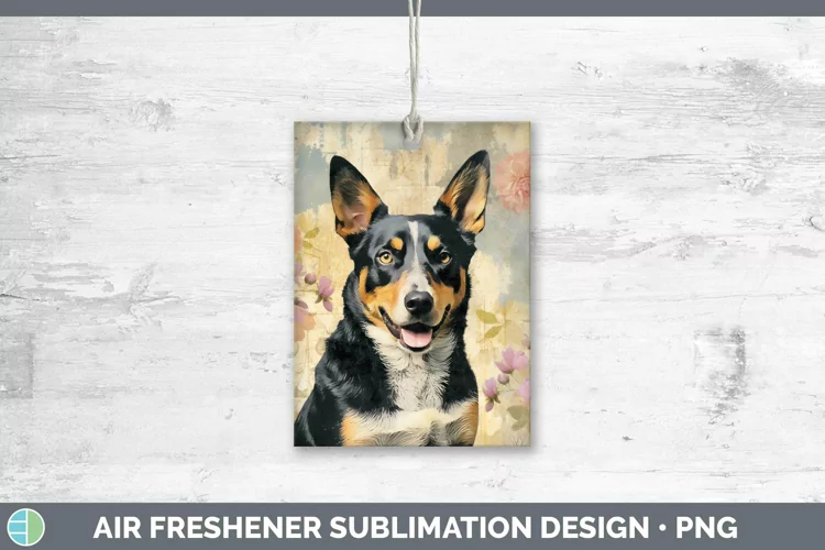 Vintage Decoupage Australian Cattle Dog Air Freshener Sublim