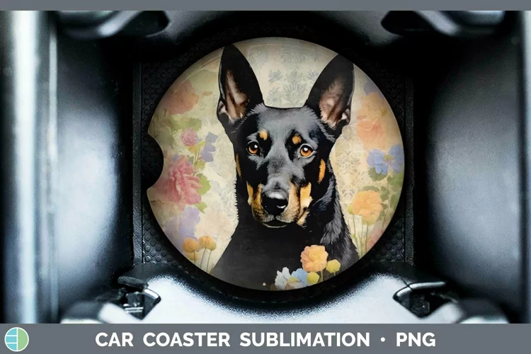 Vintage Decoupage Australian Kelpie Car Coaster Sublimation