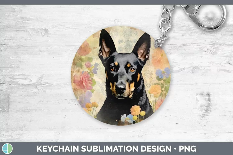 Vintage Decoupage Australian Kelpie Keychain Sublimation Key