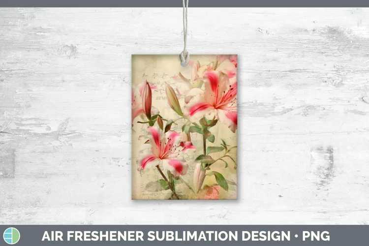 Vintage Decoupage Azalea Air Freshener | Sublimation Car Fre