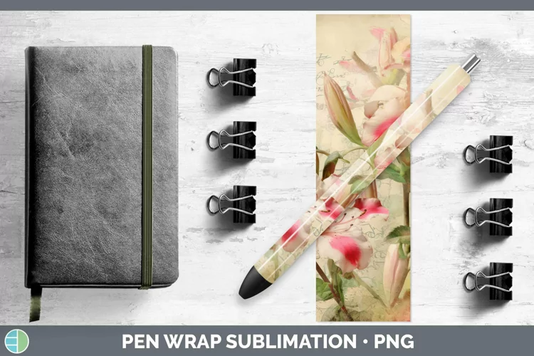 Vintage Decoupage Azalea Pen Wrap | Sublimation Epoxy Pen De
