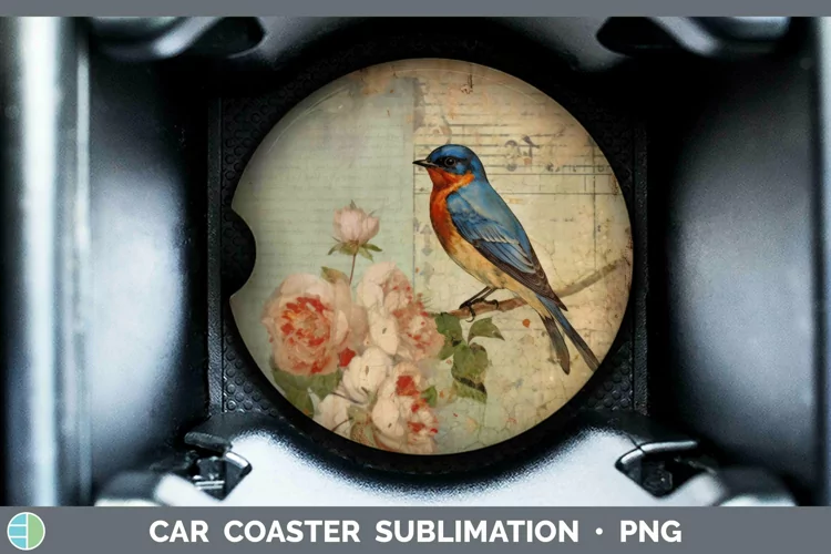 Vintage Decoupage Barn Swallow Car Coaster Sublimation Coast