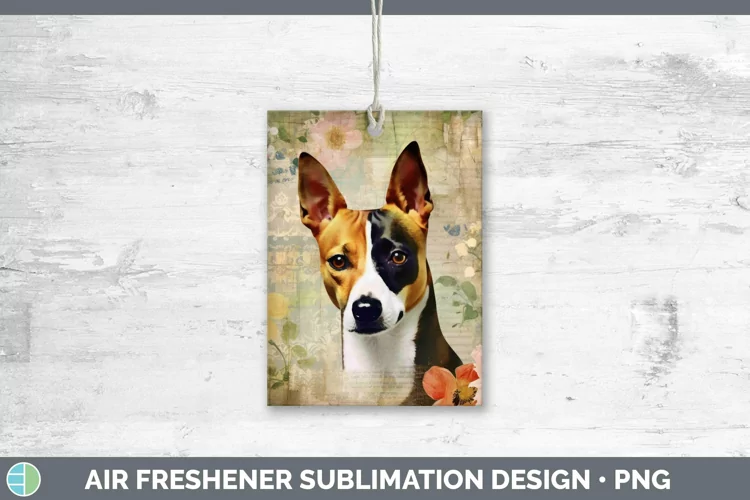 Vintage Decoupage Basenji Air Freshener Sublimation Car Fres