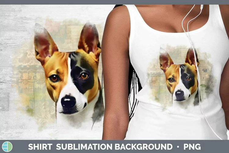 Vintage Decoupage Basenji Shirt Sublimation Sublimation Back