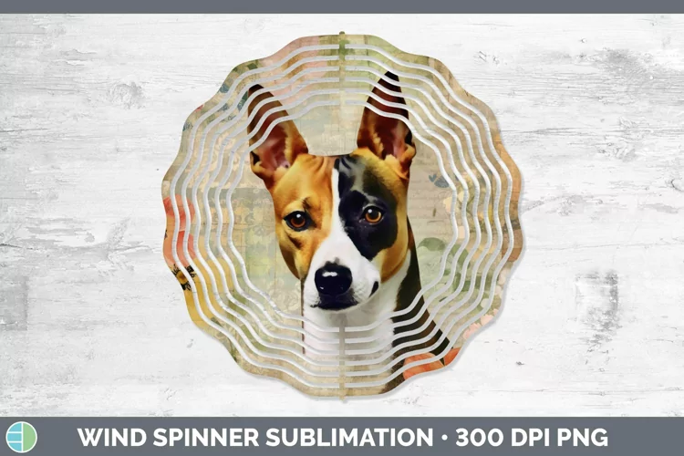 Vintage Decoupage Basenji Wind Spinner Sublimation Spinner D