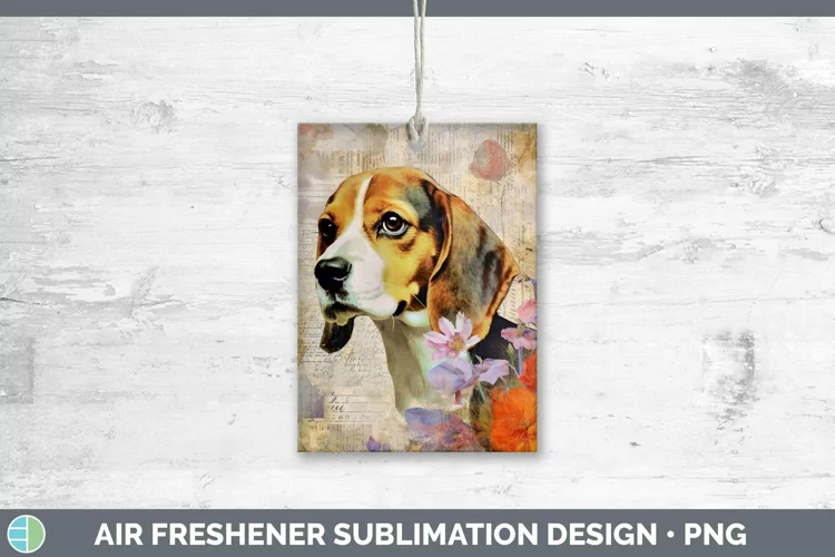 Vintage Decoupage Beagle Air Freshener | Sublimation Car Fre