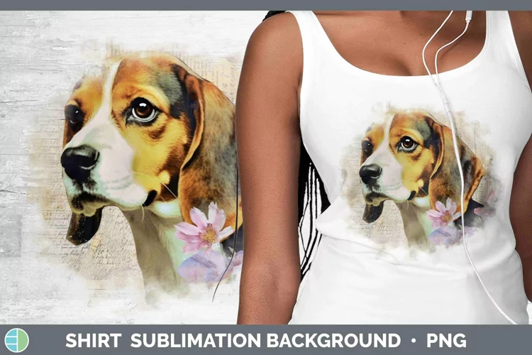 Vintage Decoupage Beagle Shirt Sublimation Sublimation Backg