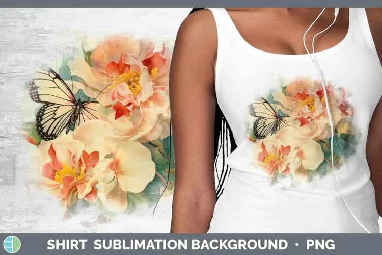 Vintage Decoupage Begonia Shirt Sublimation Sublimation Back