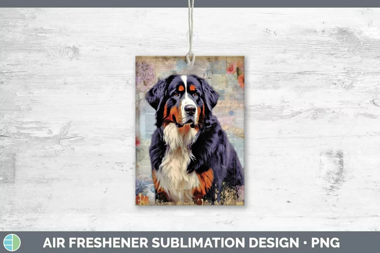 Vintage Decoupage Bermese Mountain Dog Air Freshener Sublima