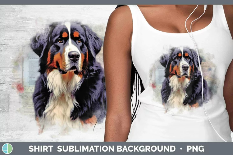 Vintage Decoupage Bermese Mountain Dog Shirt Sublimation Sub
