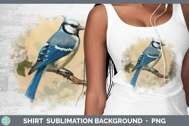 Vintage Decoupage Blue Jay Shirt | Sublimation Sublimation B