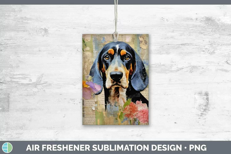 Vintage Decoupage Bluetick Coonhound Air Freshener Sublimati