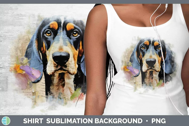 Vintage Decoupage Bluetick Coonhound Shirt Sublimation Subli