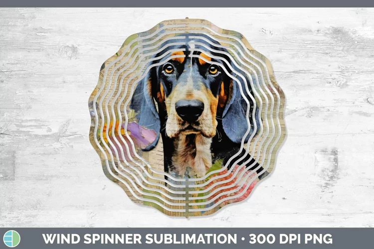 Vintage Decoupage Bluetick Coonhound Wind Spinner Sublimatio