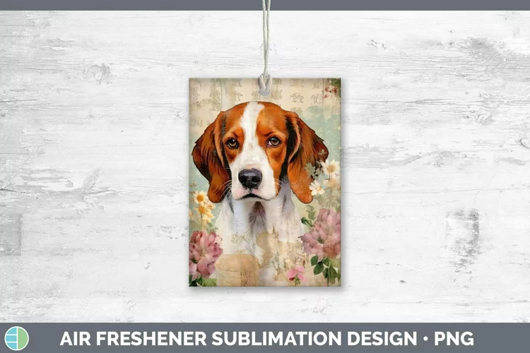 Vintage Decoupage Brittany Dog Air Freshener Sublimation Car