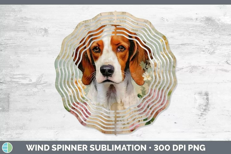 Vintage Decoupage Brittany Dog Wind Spinner Sublimation Spin