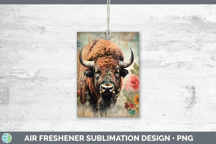Vintage Decoupage Buffalo Air Freshener Sublimation Car Fres