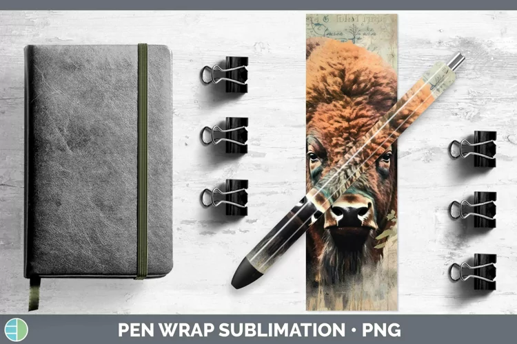 Vintage Decoupage Buffalo Pen Wrap Sublimation Epoxy Pen Des