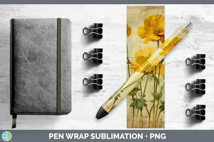 Vintage Decoupage Buttercup Pen Wrap | Sublimation Epoxy Pen
