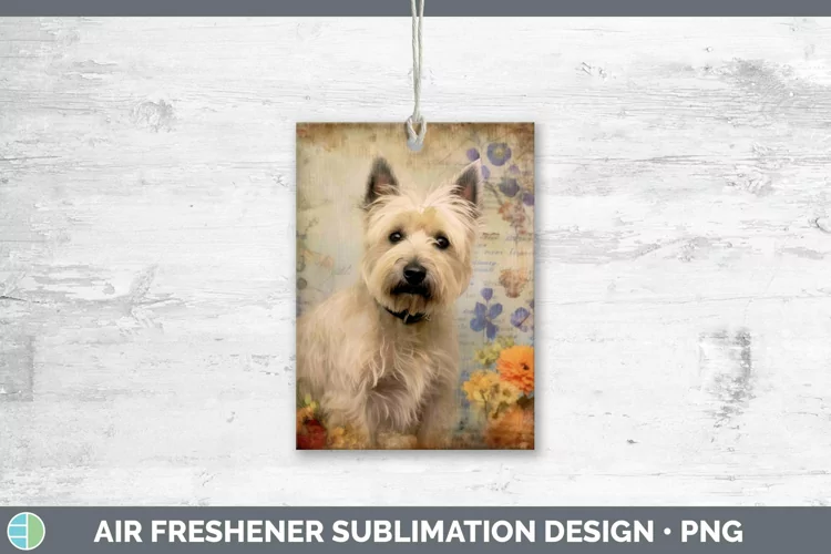 Vintage Decoupage Cairn Terrier Air Freshener Sublimation Ca