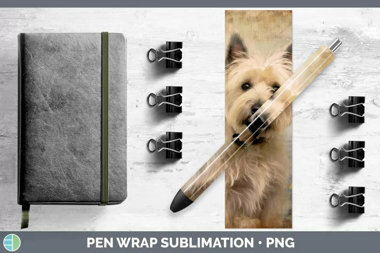 Vintage Decoupage Cairn Terrier Pen Wrap Sublimation Epoxy P