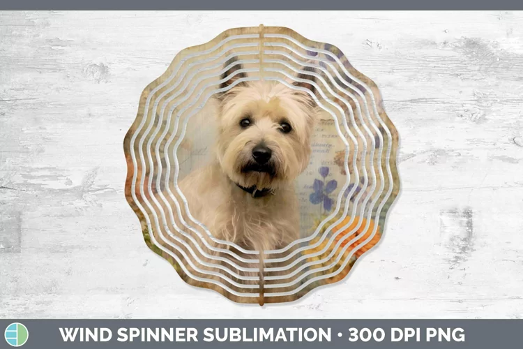 Vintage Decoupage Cairn Terrier Wind Spinner Sublimation Spi