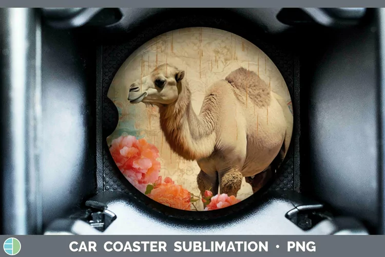 Vintage Decoupage Camel Car Coaster Sublimation Coaster Desi