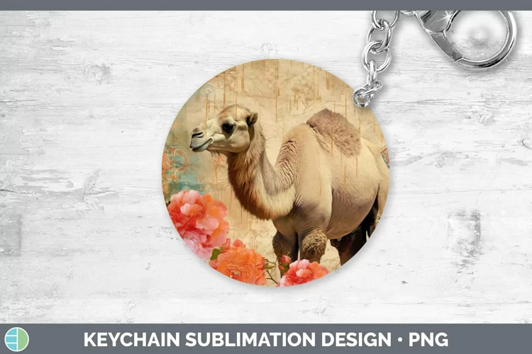 Vintage Decoupage Camel Keychain Sublimation Keyring Designs