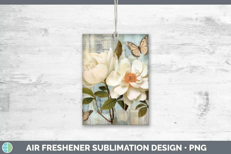Vintage Decoupage Camellia Air Freshener Sublimation Car Fre