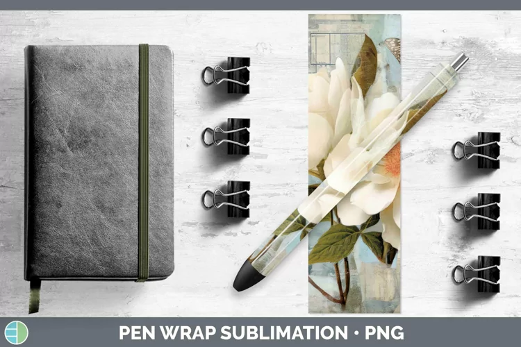 Vintage Decoupage Camellia Pen Wrap Sublimation Epoxy Pen De
