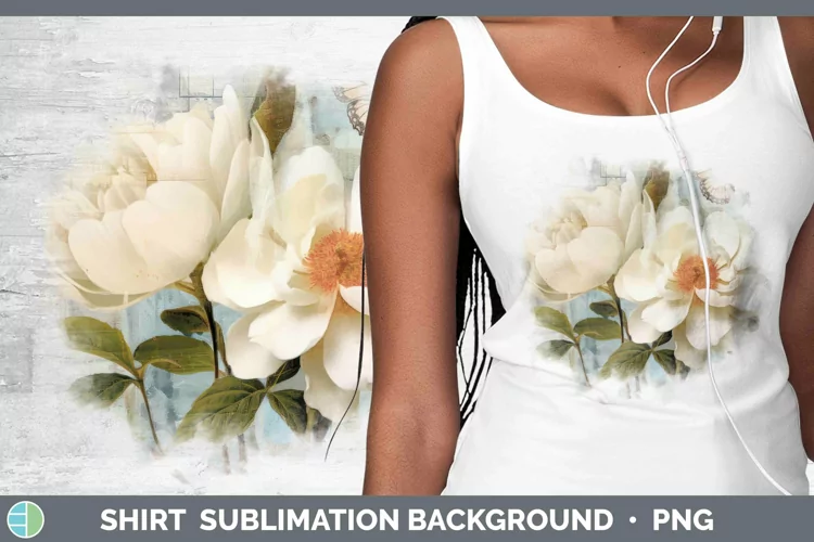 Vintage Decoupage Camellia Shirt Sublimation Sublimation Bac
