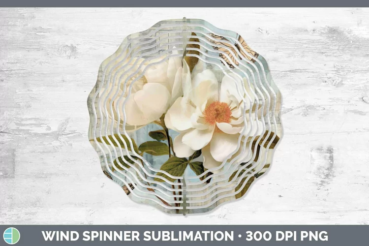 Vintage Decoupage Camellia Wind Spinner Sublimation Spinner