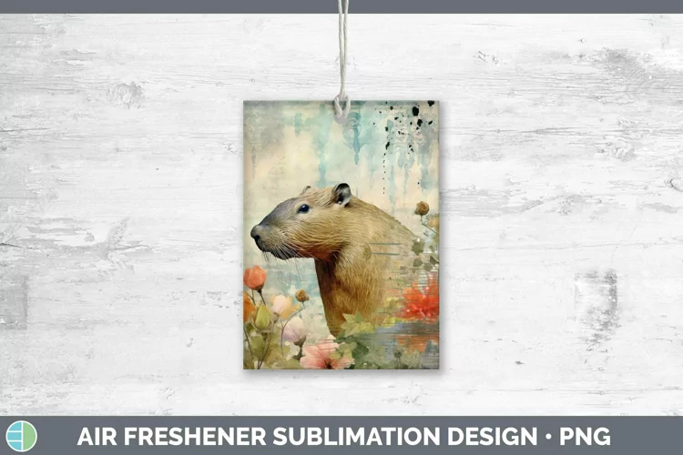 Vintage Decoupage Capybara Air Freshener Sublimation Car Fre