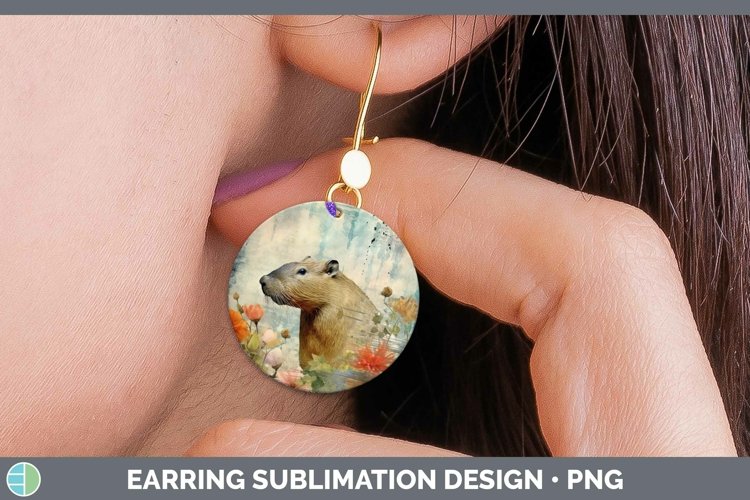 Vintage Decoupage Capybara Round Earrings Sublimation Earrin