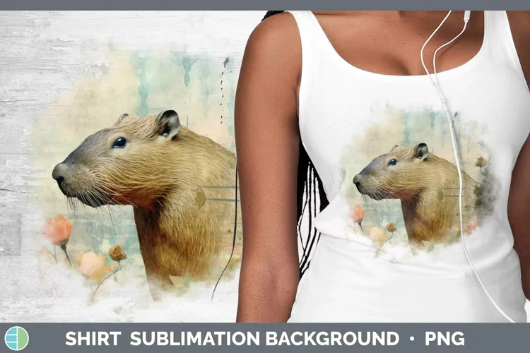Vintage Decoupage Capybara Shirt Sublimation Sublimation Bac