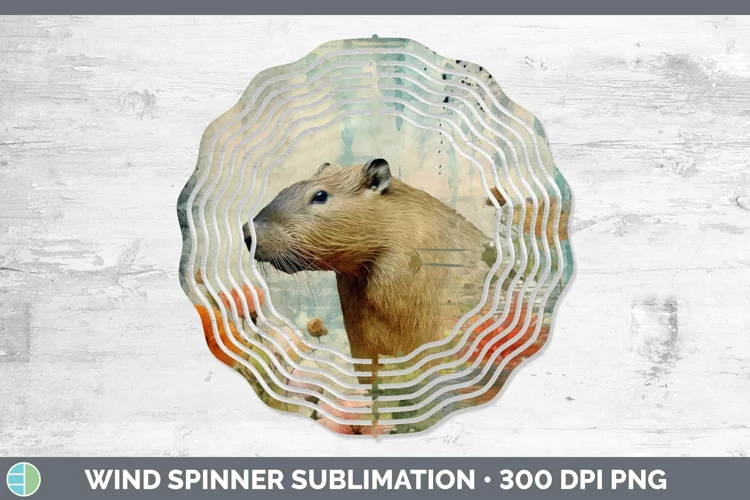 Vintage Decoupage Capybara Wind Spinner Sublimation Spinner