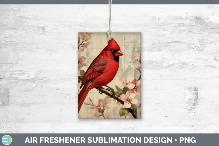 Vintage Decoupage Cardinal Air Freshener | Sublimation Car F