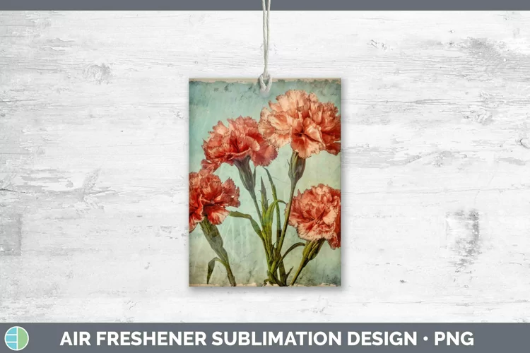 Vintage Decoupage Carnation Air Freshener | Sublimation Car