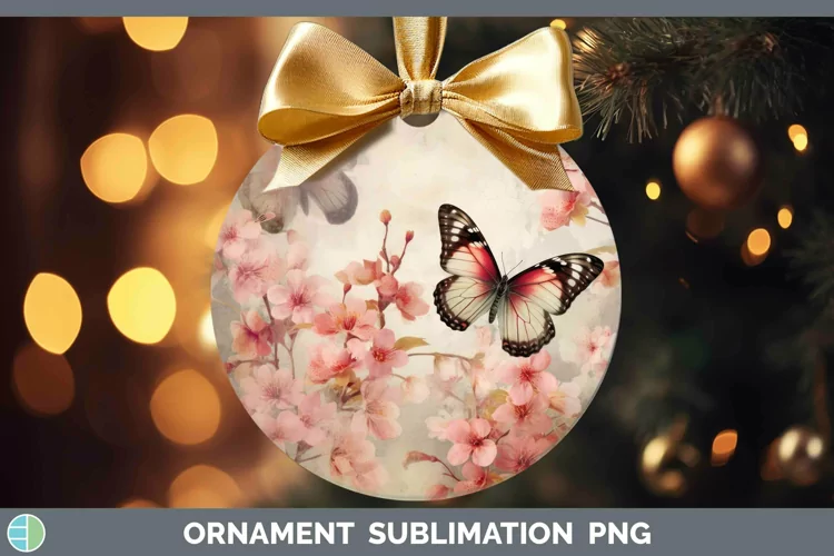 Vintage Decoupage Cherry Blossom Ornament Sublimation Bauble