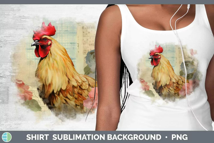 Vintage Decoupage Chicken Shirt Sublimation Sublimation Back