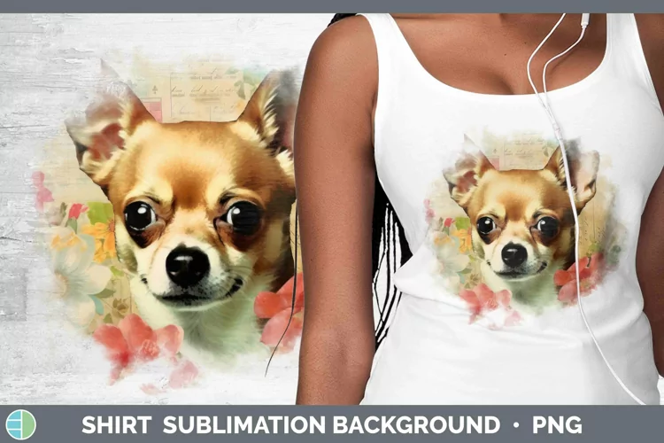 Vintage Decoupage Chihuahua Shirt Sublimation Sublimation Ba