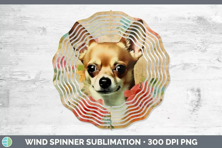Vintage Decoupage Chihuahua Wind Spinner Sublimation Spinner