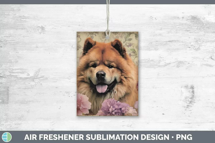 Vintage Decoupage Chow Chow Air Freshener | Sublimation Car