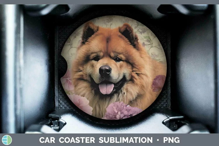 Vintage Decoupage Chow Chow Car Coaster Sublimation Coaster